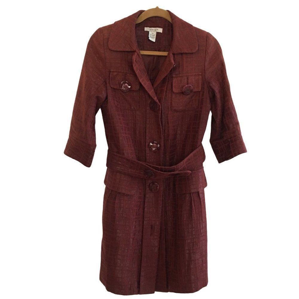 Vertigo Paris Burgundy Shimmer  Spring Fall Trench